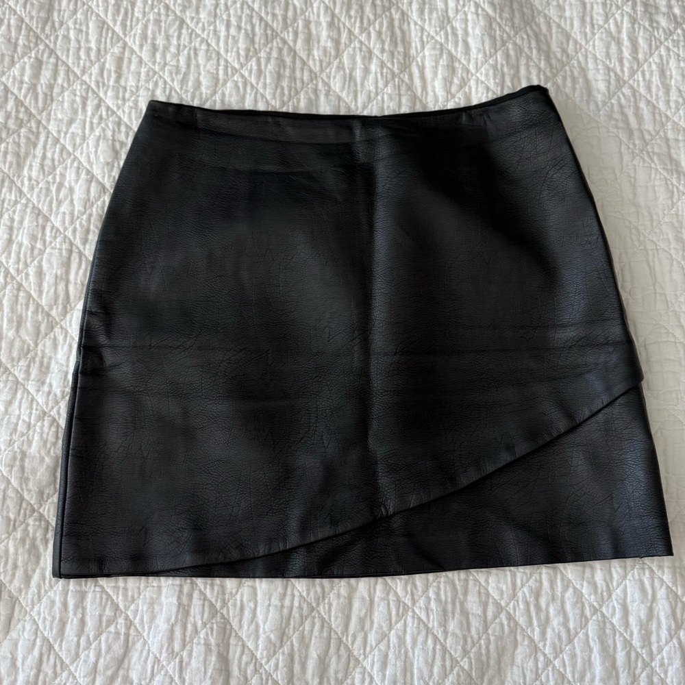 Club Monaco Faux Leather Black Mini Skirt